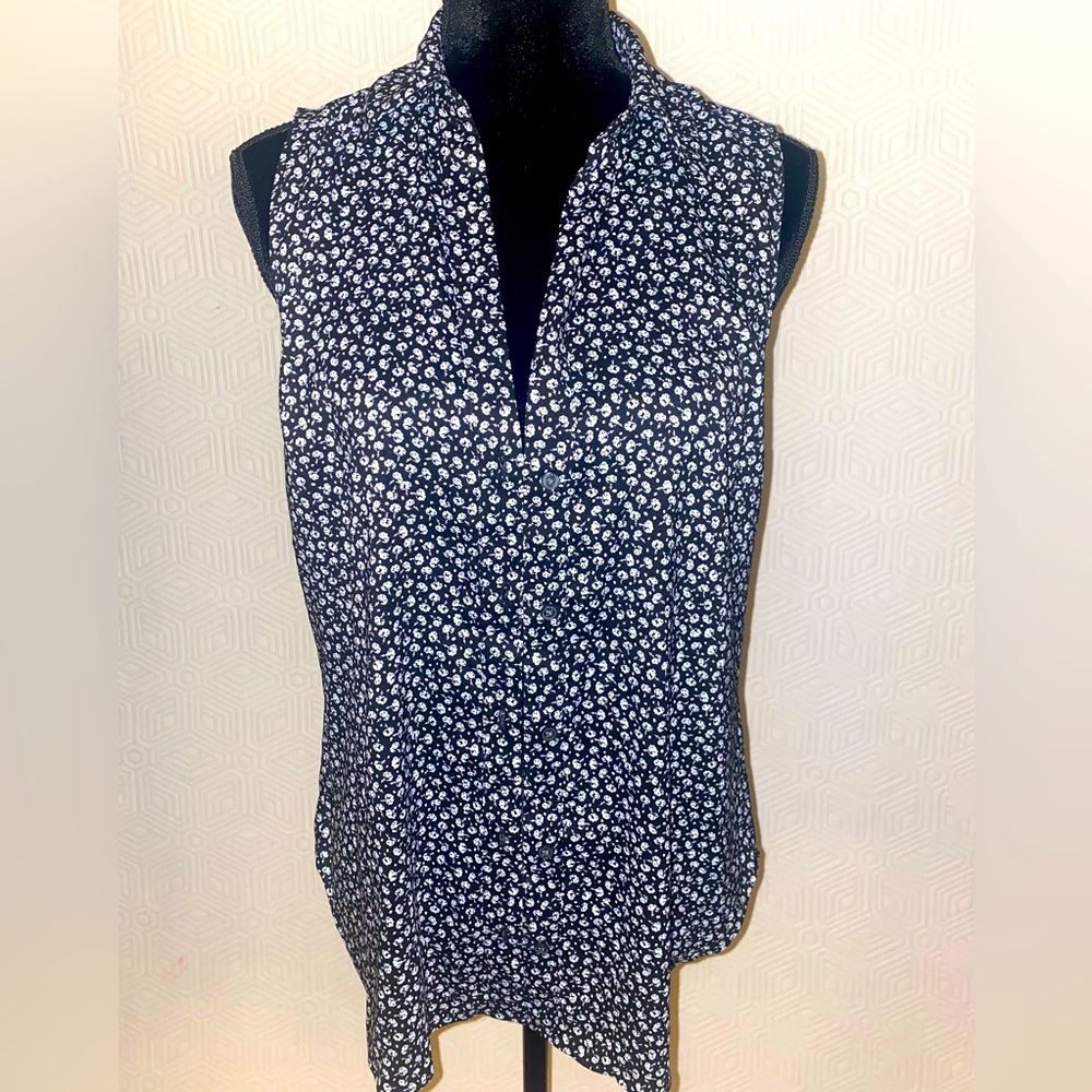 Floral dressy sleeveless tank blouse